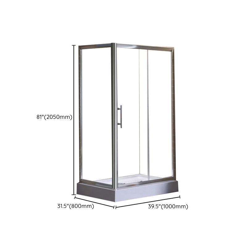 Corner Tempered Glass Shower Kit Silver Semi-Frameless Shower Kit Clearhalo 'Bathroom Remodel & Bathroom Fixtures' 'Home Improvement' 'home_improvement' 'home_improvement_shower_stalls_enclosures' 'Shower Stalls & Enclosures' 'shower_stalls_enclosures' 'Showers & Bathtubs' 1200x1200_c8c076fe-04bc-4644-a907-3c54cf9fff40