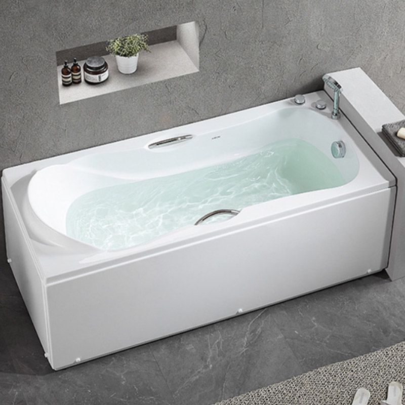 Modern Corner White Bathtub Acrylic Rectangle Back to Wall with Drain Bath Tub Clearhalo 'Bathroom Remodel & Bathroom Fixtures' 'Bathtubs' 'Home Improvement' 'home_improvement' 'home_improvement_bathtubs' 'Showers & Bathtubs' 1200x1200_c8df5dcd-bfb7-46cf-b2a5-fbf2fef1eced