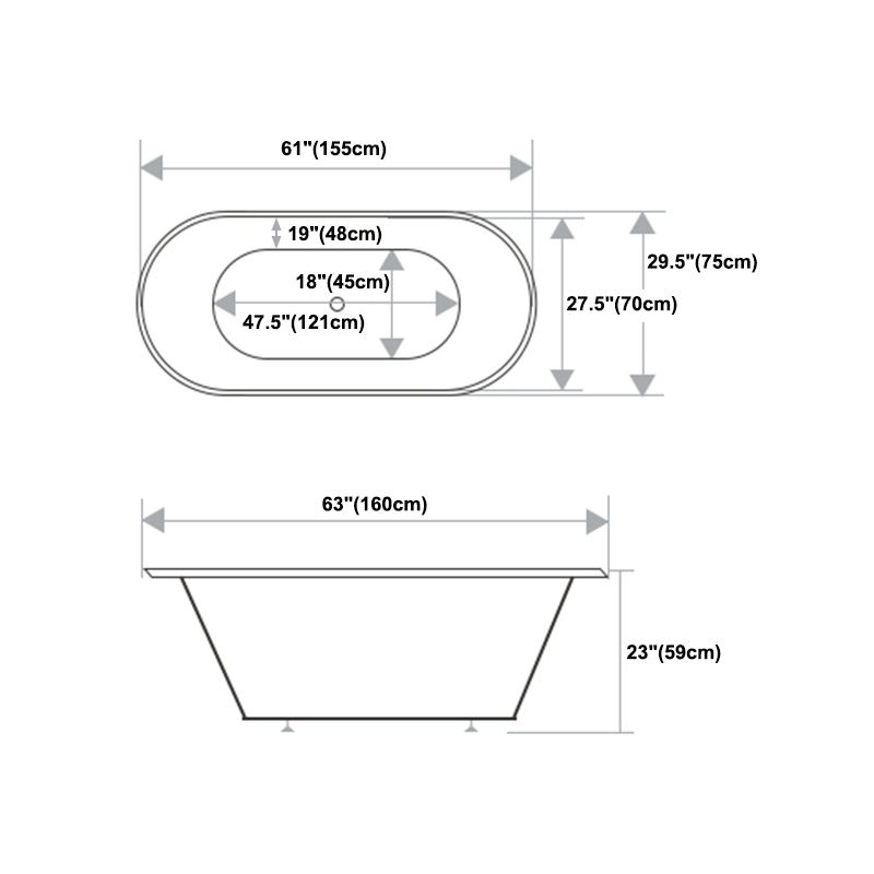 Modern Oval Drop-in Bath Tub 23.22" H White Acrylic Bathtub for Home Clearhalo 'Bathroom Remodel & Bathroom Fixtures' 'Bathtubs' 'Home Improvement' 'home_improvement' 'home_improvement_bathtubs' 'Showers & Bathtubs' 1200x1200_c8df6ec6-bbb0-47ef-8b7a-964112c2ebf2