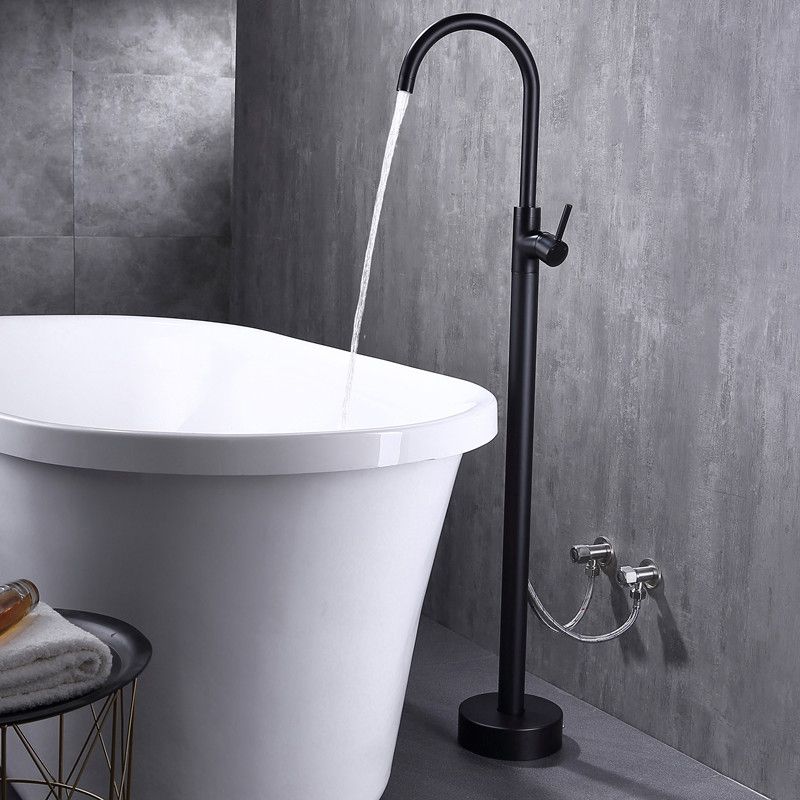 Modern Floor Mounted High Arc Freestanding Tub Filler Metal Freestanding Tub Filler Trim Clearhalo 'Bathroom Remodel & Bathroom Fixtures' 'Bathtub Faucets' 'bathtub_faucets' 'Home Improvement' 'home_improvement' 'home_improvement_bathtub_faucets' 1200x1200_c8e0a2ca-6498-4cc8-a72c-dadfb9ef946e