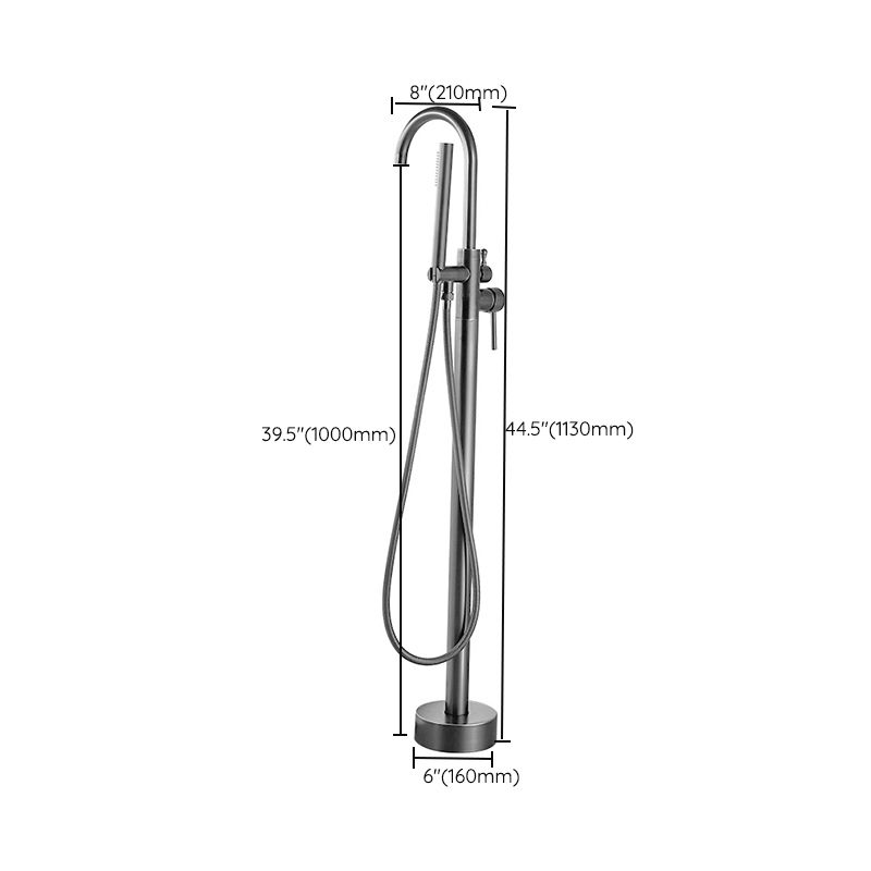 Modern Floor Mounted Metal Freestanding Tub Filler Swivel High Arc Freestanding Faucet Clearhalo 'Bathroom Remodel & Bathroom Fixtures' 'Bathtub Faucets' 'bathtub_faucets' 'Home Improvement' 'home_improvement' 'home_improvement_bathtub_faucets' 1200x1200_c8e9b2b7-dae4-4d7b-b129-f675959d578a