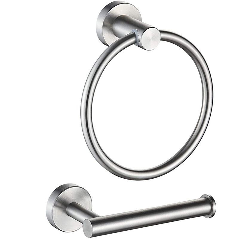 Traditional 2- Piece Bathroom Hardware Set Towel Ring/ Paper Holder Clearhalo 'Bathroom Hardware Sets' 'Bathroom Hardware' 'Bathroom Remodel & Bathroom Fixtures' 'bathroom_hardware_sets' 'Home Improvement' 'home_improvement' 'home_improvement_bathroom_hardware_sets' 1200x1200_c917c16d-e2fa-498c-8582-24620b95ad04