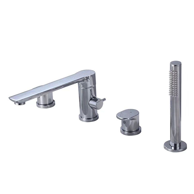 Deck Mounted Tub Filler Copper Lever Handle Low Arc Handshower Tub Filler Clearhalo 'Bathroom Remodel & Bathroom Fixtures' 'Bathtub Faucets' 'bathtub_faucets' 'Home Improvement' 'home_improvement' 'home_improvement_bathtub_faucets' 1200x1200_c935f158-78de-4d04-b592-84d1c498b58e