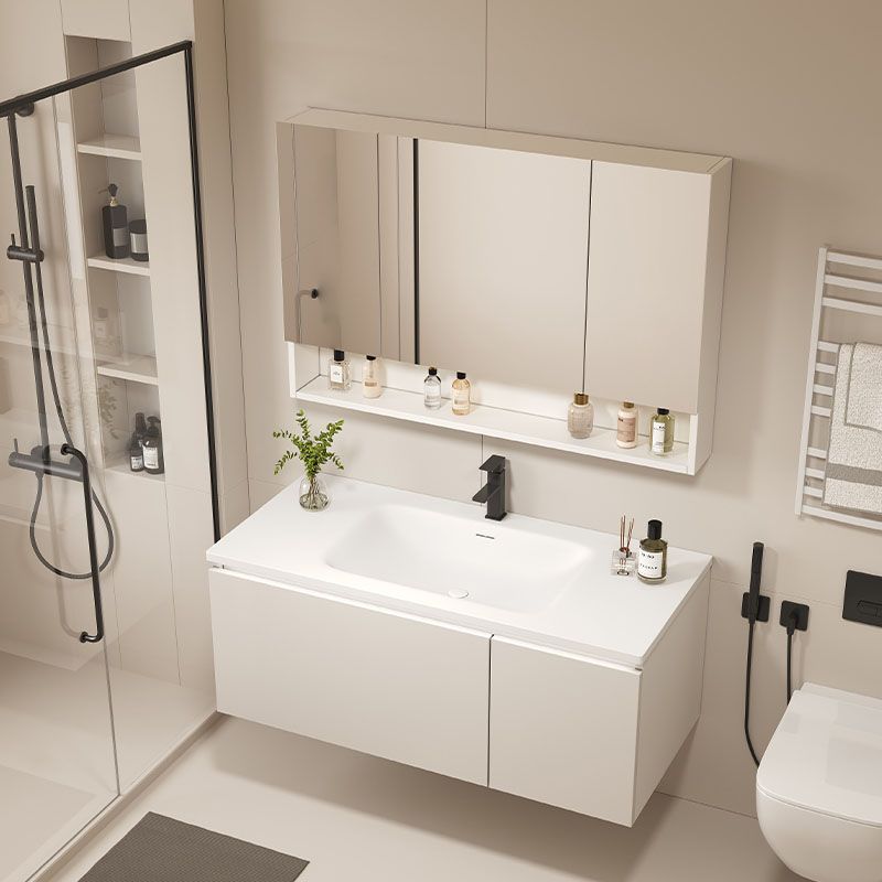 Wood White Wall Mount Vanity Set Modern with Mirror for Bathroom Clearhalo 'Bathroom Remodel & Bathroom Fixtures' 'Bathroom Vanities' 'bathroom_vanities' 'Home Improvement' 'home_improvement' 'home_improvement_bathroom_vanities' 1200x1200_c96dbe5a-bc00-4412-8a3e-56a044a2ecd0