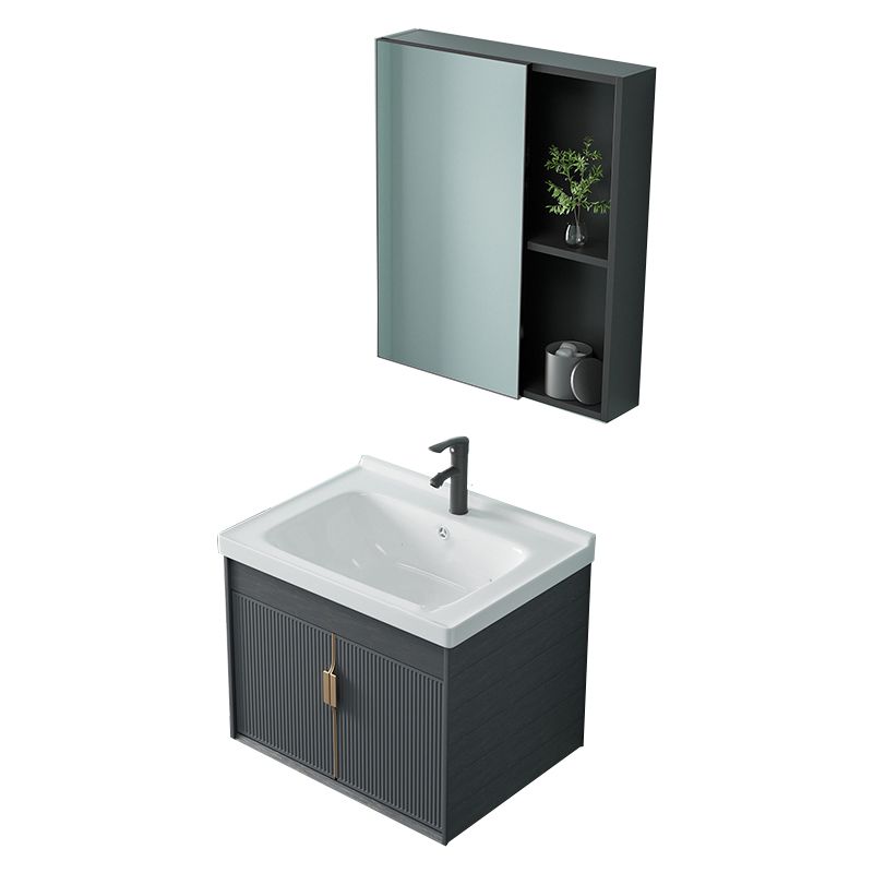 Single Sink Bathroom Vanity Modern Dark Gray Ceramic Wall Mount Vanity Set Clearhalo 'Bathroom Remodel & Bathroom Fixtures' 'Bathroom Vanities' 'bathroom_vanities' 'Home Improvement' 'home_improvement' 'home_improvement_bathroom_vanities' 1200x1200_c97e42af-eeeb-45d5-9484-22a488652e96