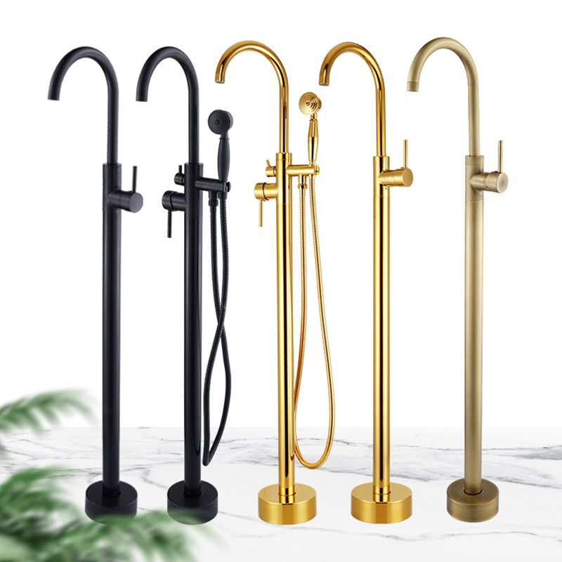 Floor Mounted Metal Freestanding Tub Filler High Arc Freestanding Tub Filler Trim Clearhalo 'Bathroom Remodel & Bathroom Fixtures' 'Bathtub Faucets' 'bathtub_faucets' 'Home Improvement' 'home_improvement' 'home_improvement_bathtub_faucets' 1200x1200_c98ab754-7fbe-4fee-8f2a-2897d756b67b