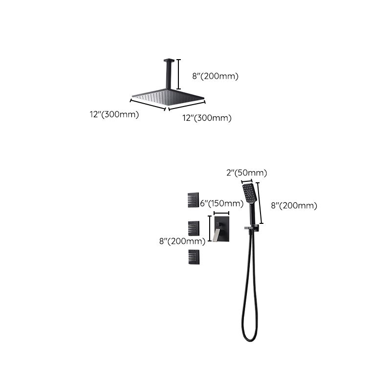 Square Black Spot Resist Shower Faucet Shower Arm Shower with Handheld Shower Head Clearhalo 'Bathroom Remodel & Bathroom Fixtures' 'Home Improvement' 'home_improvement' 'home_improvement_shower_faucets' 'Shower Faucets & Systems' 'shower_faucets' 'Showers & Bathtubs Plumbing' 'Showers & Bathtubs' 1200x1200_c9c0e6d2-d291-482b-a612-8b1acc1314bc