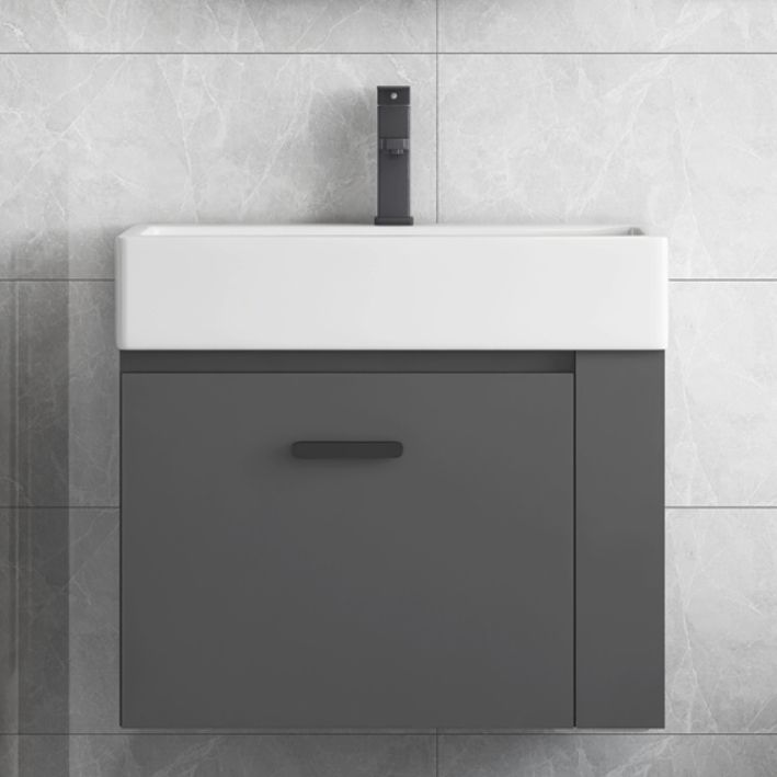 Modern Dark Gray Ceramic Vanity Single-Sink Wall Mount Vanity Sink Clearhalo 'Bathroom Remodel & Bathroom Fixtures' 'Bathroom Vanities' 'bathroom_vanities' 'Home Improvement' 'home_improvement' 'home_improvement_bathroom_vanities' 1200x1200_c9fb0f7c-cf97-463b-a70b-c05a59d110e9