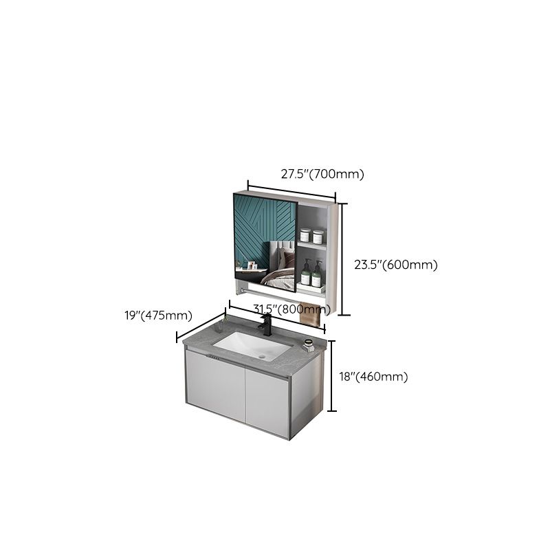 Modern Bath Vanity Gray Single Rectangular Wall Mount Sink Vanity Clearhalo 'Bathroom Remodel & Bathroom Fixtures' 'Bathroom Vanities' 'bathroom_vanities' 'Home Improvement' 'home_improvement' 'home_improvement_bathroom_vanities' 1200x1200_c9fc6f0a-dd12-466a-b12b-a0ed041ed426