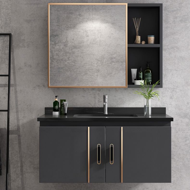 Single Glam Bathroom Vanity Dark Gray Rectangular Wall Mount Vanity Set Clearhalo 'Bathroom Remodel & Bathroom Fixtures' 'Bathroom Vanities' 'bathroom_vanities' 'Home Improvement' 'home_improvement' 'home_improvement_bathroom_vanities' 1200x1200_ca37d935-5819-4007-81f0-f60b565cdb90