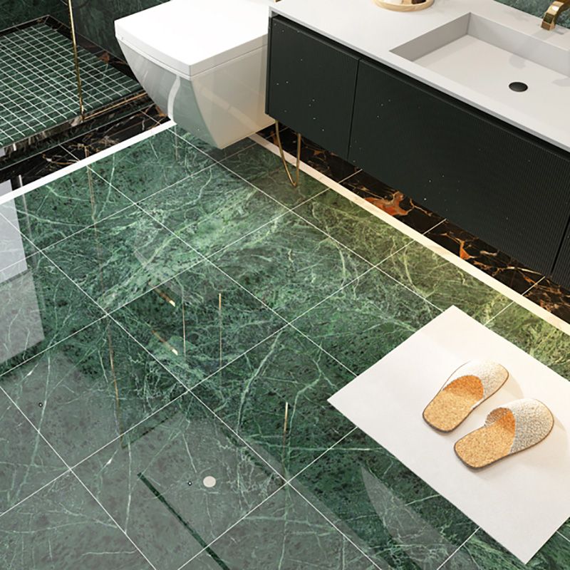 Slip Resistant Floor Tile in Green Straight Edge Polished Marbling Tile Clearhalo 'Floor Tiles & Wall Tiles' 'floor_tiles_wall_tiles' 'Flooring 'Home Improvement' 'home_improvement' 'home_improvement_floor_tiles_wall_tiles' Walls and Ceiling' 1200x1200_ca728609-cd3b-444e-9c0f-a32e5d716522