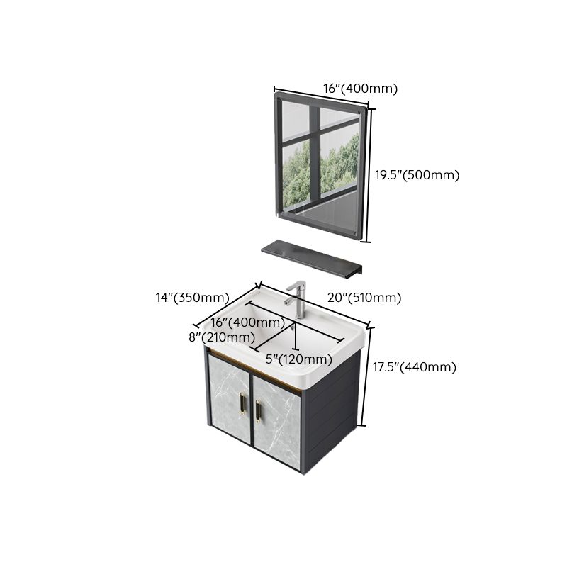 Wall Mounted Vanity Set Drawers Ceramic Sink Faucet Vanity Set with Mirror Clearhalo 'Bathroom Remodel & Bathroom Fixtures' 'Bathroom Vanities' 'bathroom_vanities' 'Home Improvement' 'home_improvement' 'home_improvement_bathroom_vanities' 1200x1200_ca7ea895-f00d-4c1b-a96f-cec7fb497020