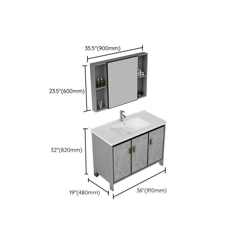 Bathroom Vanity Set Drawer Ceramic Sink Faucet Free Standing Vanity Set with Mirror Clearhalo 'Bathroom Remodel & Bathroom Fixtures' 'Bathroom Vanities' 'bathroom_vanities' 'Home Improvement' 'home_improvement' 'home_improvement_bathroom_vanities' 1200x1200_caa9e6d1-7160-4caf-bc95-97c3adc2e429