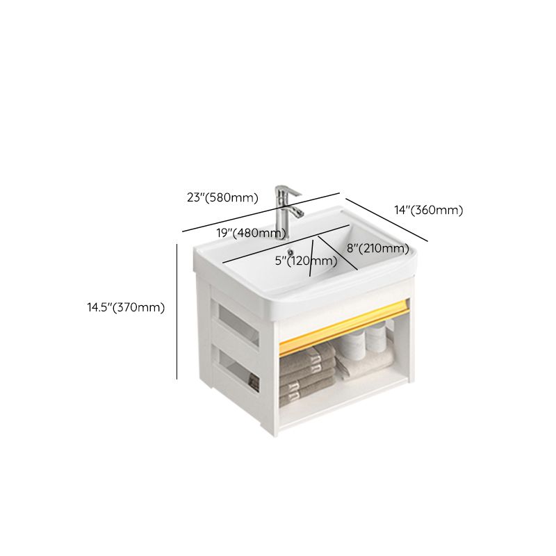 Sink Vanity Set White Drawers Wall-mounted Rectangular Sink with Faucet Clearhalo 'Bathroom Remodel & Bathroom Fixtures' 'Bathroom Vanities' 'bathroom_vanities' 'Home Improvement' 'home_improvement' 'home_improvement_bathroom_vanities' 1200x1200_cae68031-041a-43e9-8bff-2b3c2977f164