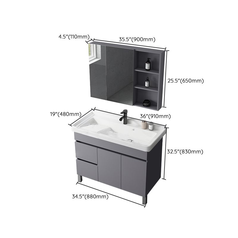 Modern Ceramic Rectangular Vanity Sink Single-Sink Freestanding Vanity Set Clearhalo 'Bathroom Remodel & Bathroom Fixtures' 'Bathroom Vanities' 'bathroom_vanities' 'Home Improvement' 'home_improvement' 'home_improvement_bathroom_vanities' 1200x1200_caee81fd-f490-41f9-8fbf-1b420e2e9961