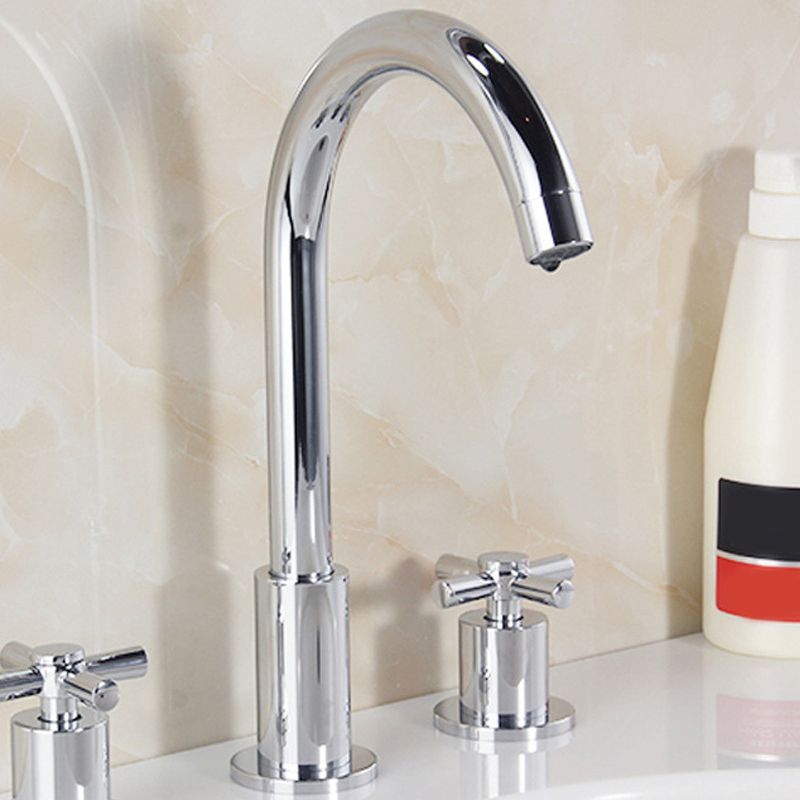 High-Arc Basin Faucet Cross Handle Vanity Faucet for Bathroom Clearhalo 'Bathroom Remodel & Bathroom Fixtures' 'Bathroom Sink Faucets' 'Bathroom Sinks & Faucet Components' 'bathroom_sink_faucets' 'Home Improvement' 'home_improvement' 'home_improvement_bathroom_sink_faucets' 1200x1200_caf58f81-0667-4c2f-97b1-4d3a51d2ee2c