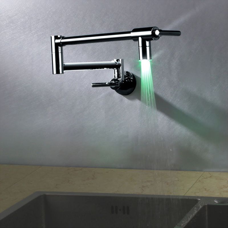 1-Handle Vanity Sink Faucet 1-Hole Foldable Wall Mounted Bathroom Faucet Clearhalo 'Bathroom Remodel & Bathroom Fixtures' 'Bathroom Sink Faucets' 'Bathroom Sinks & Faucet Components' 'bathroom_sink_faucets' 'Home Improvement' 'home_improvement' 'home_improvement_bathroom_sink_faucets' 1200x1200_cb337a10-17c2-41d8-9d6d-190662db5292