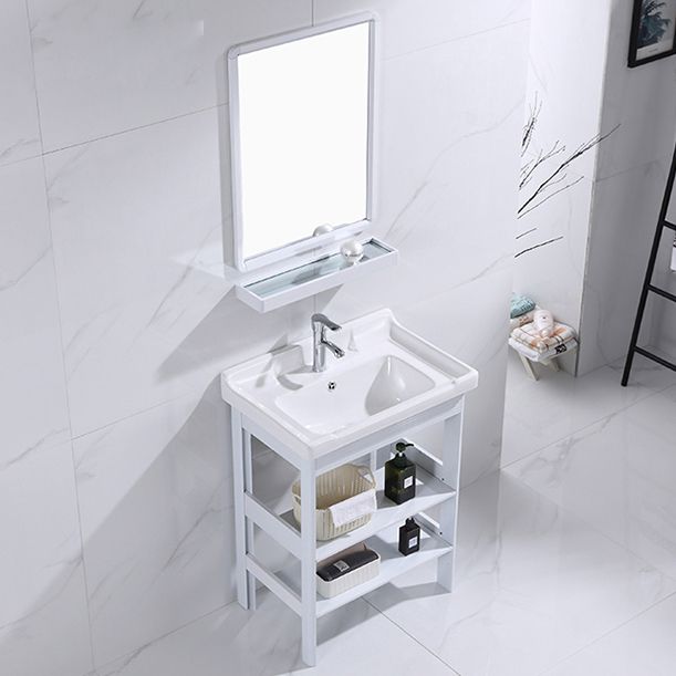 White Vanity Sink Doors Drawer Faucet Storage Shelf Vanity with Mirror Clearhalo 'Bathroom Remodel & Bathroom Fixtures' 'Bathroom Vanities' 'bathroom_vanities' 'Home Improvement' 'home_improvement' 'home_improvement_bathroom_vanities' 1200x1200_cb398712-2965-486c-a6c7-fc726bcb6e73