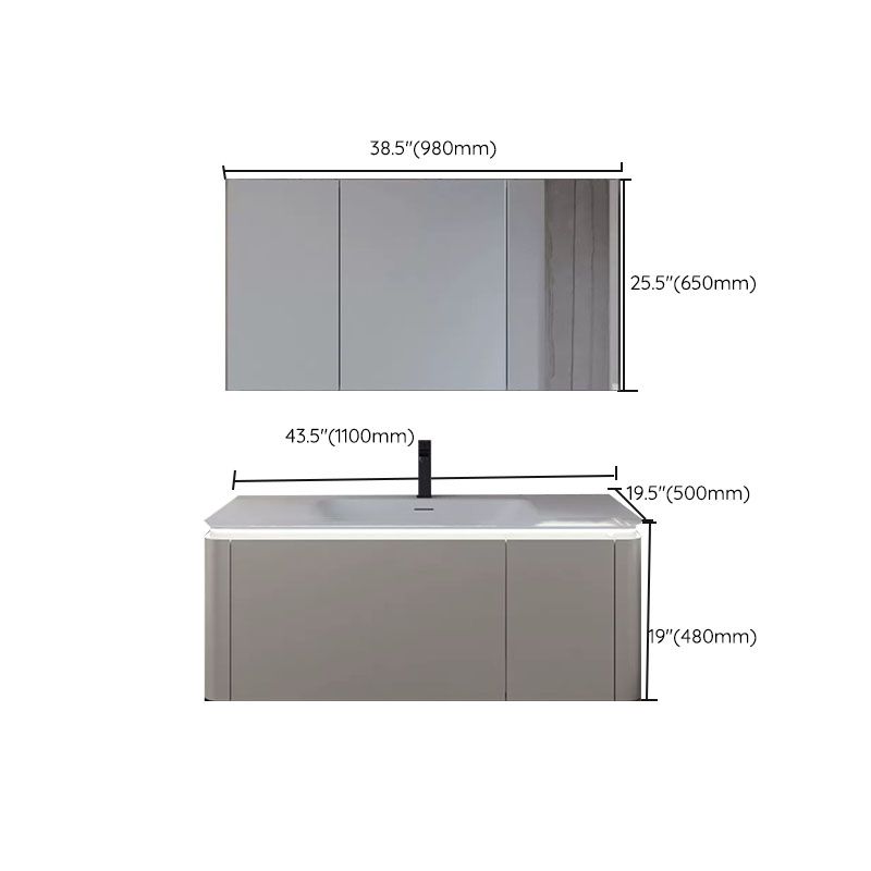 Modern Rectangular Wall Mounted Standard Open Console with Sink Set Clearhalo 'Bathroom Remodel & Bathroom Fixtures' 'Bathroom Vanities' 'bathroom_vanities' 'Home Improvement' 'home_improvement' 'home_improvement_bathroom_vanities' 1200x1200_cb66d4da-e75c-45ab-8d93-f1bdb5a185e0