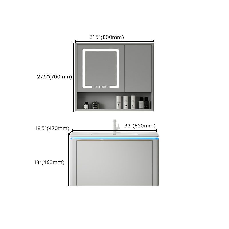 Modern Metal White Wall Mount Bathroom Sink Vanity Faucet Included with Mirror Clearhalo 'Bathroom Remodel & Bathroom Fixtures' 'Bathroom Vanities' 'bathroom_vanities' 'Home Improvement' 'home_improvement' 'home_improvement_bathroom_vanities' 1200x1200_cb9d7c9d-4e51-4717-ad7d-7761b205f3bd