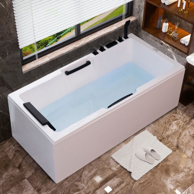 Freestanding Acrylic Bathtub Rectangular Modern Soaking Bath Clearhalo 'Bathroom Remodel & Bathroom Fixtures' 'Bathtubs' 'Home Improvement' 'home_improvement' 'home_improvement_bathtubs' 'Showers & Bathtubs' 1200x1200_cba54b5d-f0be-443b-b6aa-fb4cf4e2f0e5