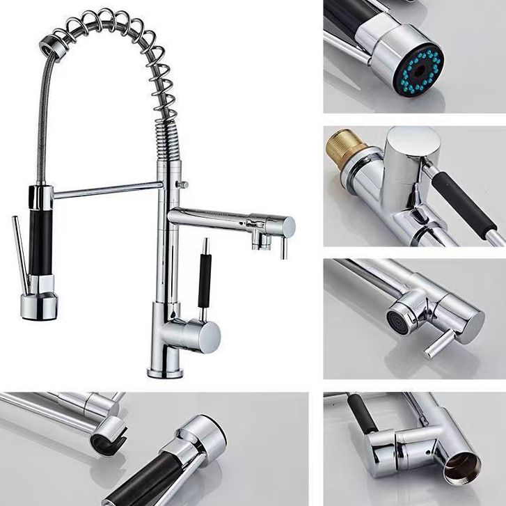 Modern Farmhouse Spring Spout Kitchen Sink Faucet Swivel Spout with Pull Down Sprayer Clearhalo 'Home Improvement' 'home_improvement' 'home_improvement_kitchen_faucets' 'Kitchen Faucets' 'Kitchen Remodel & Kitchen Fixtures' 'Kitchen Sinks & Faucet Components' 'kitchen_faucets' 1200x1200_cbb86fb3-9850-45dd-9f5c-3765d0f2947c