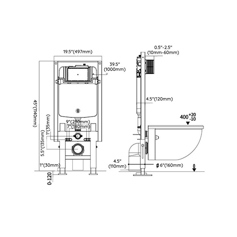 Wall-mounted Toilet Household In-wall Hidden Tank Soft-Close Seat Toilet Clearhalo 'Bathroom Remodel & Bathroom Fixtures' 'Home Improvement' 'home_improvement' 'home_improvement_toilets' 'Toilets & Bidets' 'Toilets' 1200x1200_cbde581c-4d10-4039-9476-8e2444637e1b