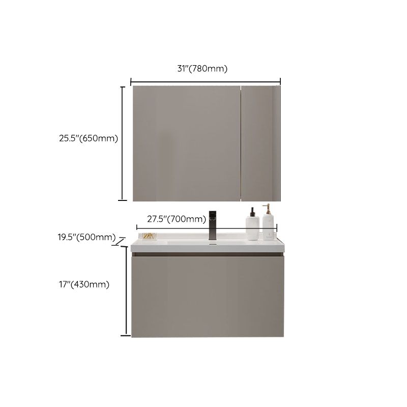 Single Sink Bathroom Vanity Set Overflow Wood Frame Wall Mounted with Drawer Clearhalo 'Bathroom Remodel & Bathroom Fixtures' 'Bathroom Vanities' 'bathroom_vanities' 'Home Improvement' 'home_improvement' 'home_improvement_bathroom_vanities' 1200x1200_cbe124eb-4206-40f4-bada-9e27a18cd636