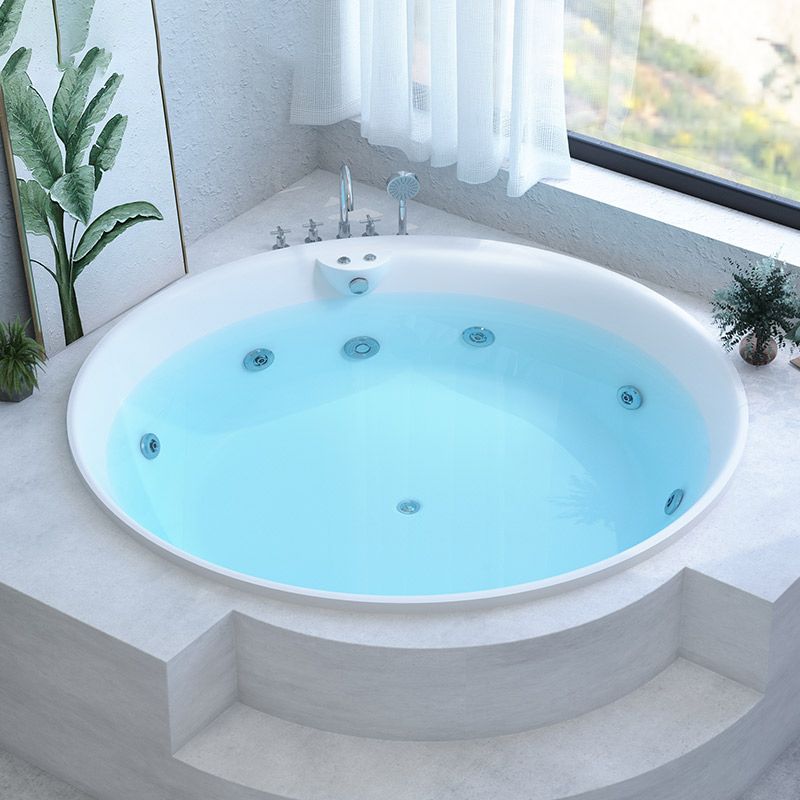 Modern Round Acrylic Embedded Bathtub with Drain Bath Tub and Massage Device Clearhalo 'Bathroom Remodel & Bathroom Fixtures' 'Bathtubs' 'Home Improvement' 'home_improvement' 'home_improvement_bathtubs' 'Showers & Bathtubs' 1200x1200_cc10ad6e-90ca-400f-b4fc-66faeb98849c