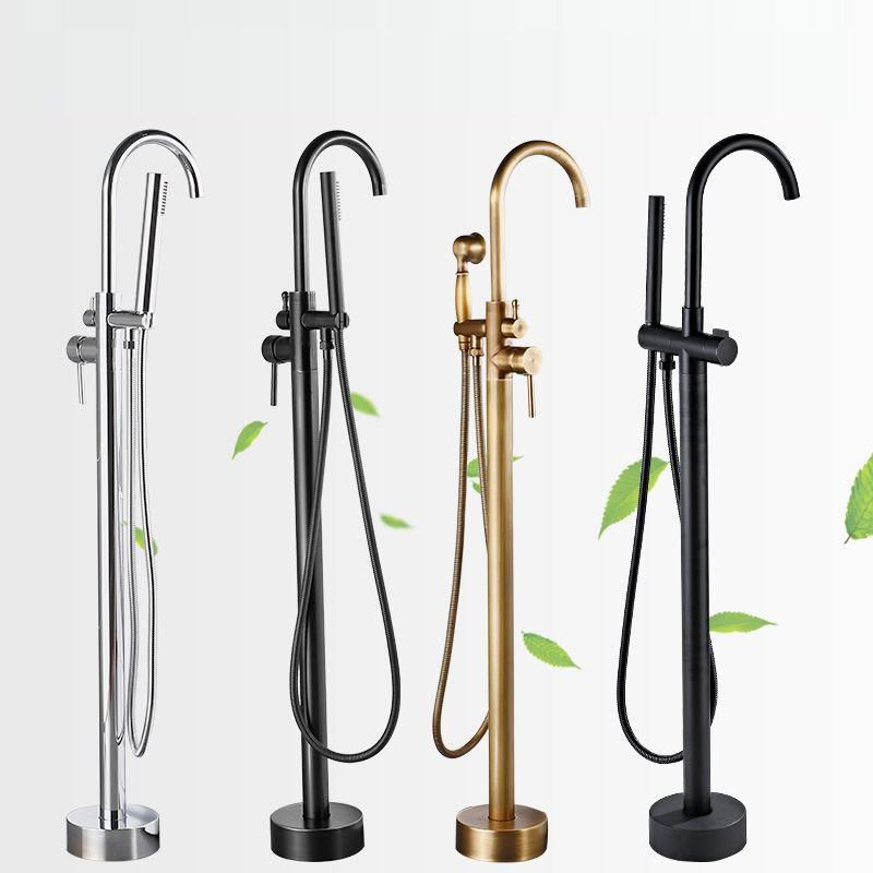 Traditional Floor Mounted Metal Freestanding Tub Filler High Arc Freestanding Faucet Clearhalo 'Bathroom Remodel & Bathroom Fixtures' 'Bathtub Faucets' 'bathtub_faucets' 'Home Improvement' 'home_improvement' 'home_improvement_bathtub_faucets' 1200x1200_cc369297-452b-4acd-9e6b-12a7c4575e07