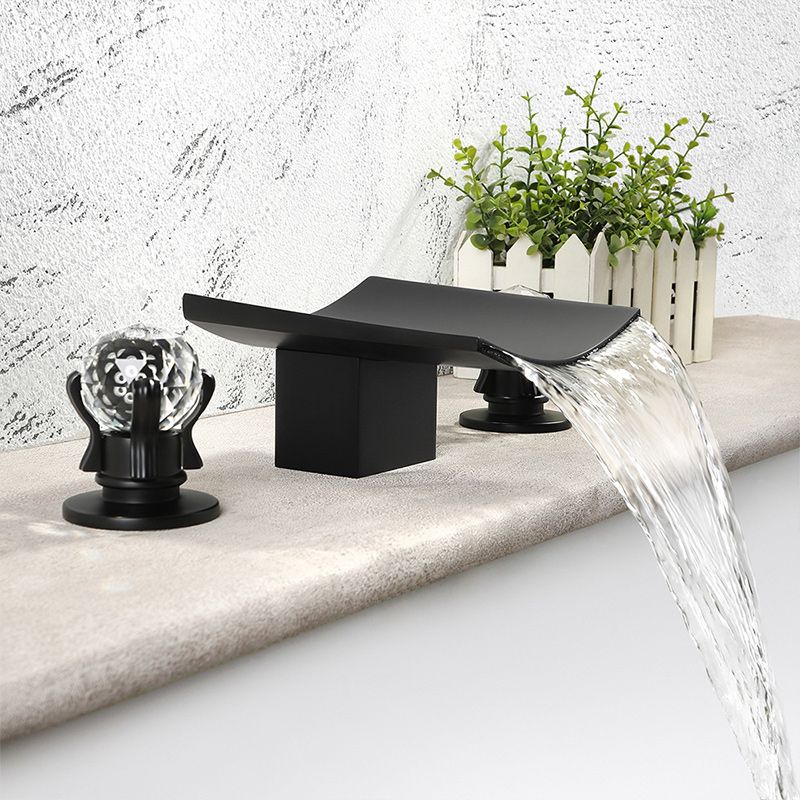 Modern Black Basin Lavatory Faucet with 2 Handle Solid Brass Bathroom Sink Faucet Clearhalo 'Bathroom Remodel & Bathroom Fixtures' 'Bathroom Sink Faucets' 'Bathroom Sinks & Faucet Components' 'bathroom_sink_faucets' 'Casa' 'Home Improvement' 'home_improvement' 'home_improvement_bathroom_sink_faucets' 1200x1200_cc64c62d-5dcc-4f63-8082-4c31f3b2118f