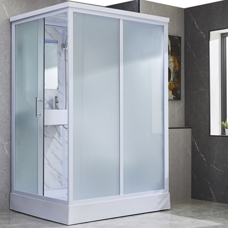 Rectangular Frosted Glass Shower Enclosure Single Sliding Framed Shower Enclosure Clearhalo 'Bathroom Remodel & Bathroom Fixtures' 'Home Improvement' 'home_improvement' 'home_improvement_shower_stalls_enclosures' 'Shower Stalls & Enclosures' 'shower_stalls_enclosures' 'Showers & Bathtubs' 1200x1200_cc7e3ae4-5d77-44dd-9d66-db2be5fc2d63