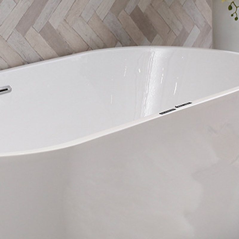 Modern Acrylic Ellipse Bathtub White Freestand Soaking Bathtub with Overflow Hole Clearhalo 'Bathroom Remodel & Bathroom Fixtures' 'Bathtubs' 'Home Improvement' 'home_improvement' 'home_improvement_bathtubs' 'Showers & Bathtubs' 1200x1200_cc8051c5-e6f4-439c-8287-852b5c48a13e