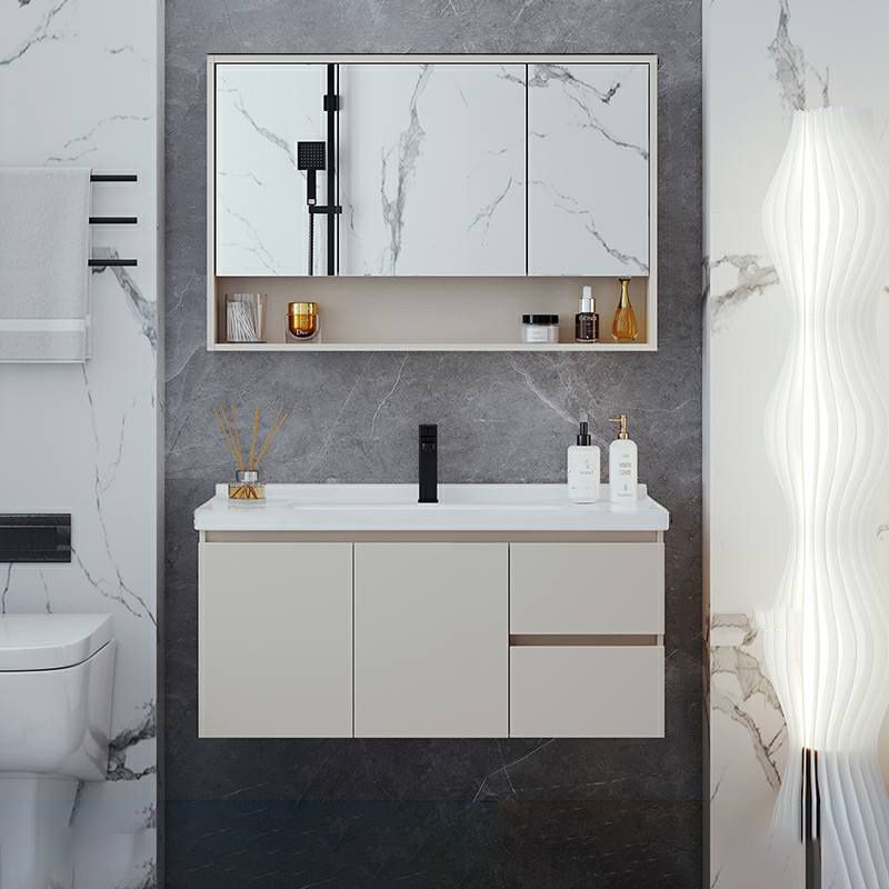 Wall Mount White Modern Solid Wood Bathroom Vanity Set Faucet Included Clearhalo 'Bathroom Remodel & Bathroom Fixtures' 'Bathroom Vanities' 'bathroom_vanities' 'Home Improvement' 'home_improvement' 'home_improvement_bathroom_vanities' 1200x1200_cc80c68e-5e9b-48f7-9c93-2e0add83962c