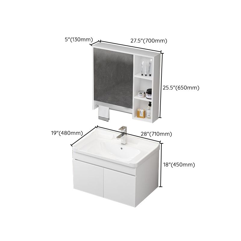 Wall Mount Single Bathroom Vanity Modern White Rectangular Wood Vanity Set Clearhalo 'Bathroom Remodel & Bathroom Fixtures' 'Bathroom Vanities' 'bathroom_vanities' 'Home Improvement' 'home_improvement' 'home_improvement_bathroom_vanities' 1200x1200_cc83f927-7479-4a71-80f9-19c3279d3429