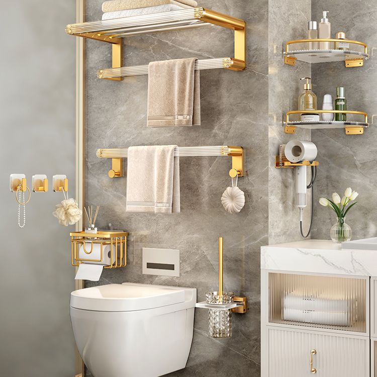 Modern Golden Bathroom Accessory As Individual Or As a Set with Bath Shelf Clearhalo 'Bathroom Hardware Sets' 'Bathroom Hardware' 'Bathroom Remodel & Bathroom Fixtures' 'bathroom_hardware_sets' 'Home Improvement' 'home_improvement' 'home_improvement_bathroom_hardware_sets' 1200x1200_ccbb397f-2e81-4ab7-a448-d5116b271d83