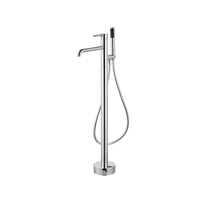 Modern Floor Mounted Metal Freestanding Tub Filler One Handle Freestanding Tub Filler Trim Clearhalo 'Bathroom Remodel & Bathroom Fixtures' 'Bathtub Faucets' 'bathtub_faucets' 'Home Improvement' 'home_improvement' 'home_improvement_bathtub_faucets' 1200x1200_ccd9a9f3-357d-4d47-9186-c8caf6114dba