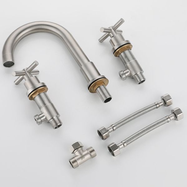 Stainless Steel Sink Faucet Circular Cross Handles Faucet for Bathroom Clearhalo 'bathroom_sink_faucets' 'Conjunta de Baño y Conjunta de Grifo' 'Coronamiento de Baño y Dispositivo de Baño' 'Grifo del lavabo del baño' 'Hogar' 'home_improvement' 'home_improvement_bathroom_sink_faucets' 'Mejoras para el hogar' 1200x1200_ccde9743-b0f9-454e-a0af-652ee24f61de