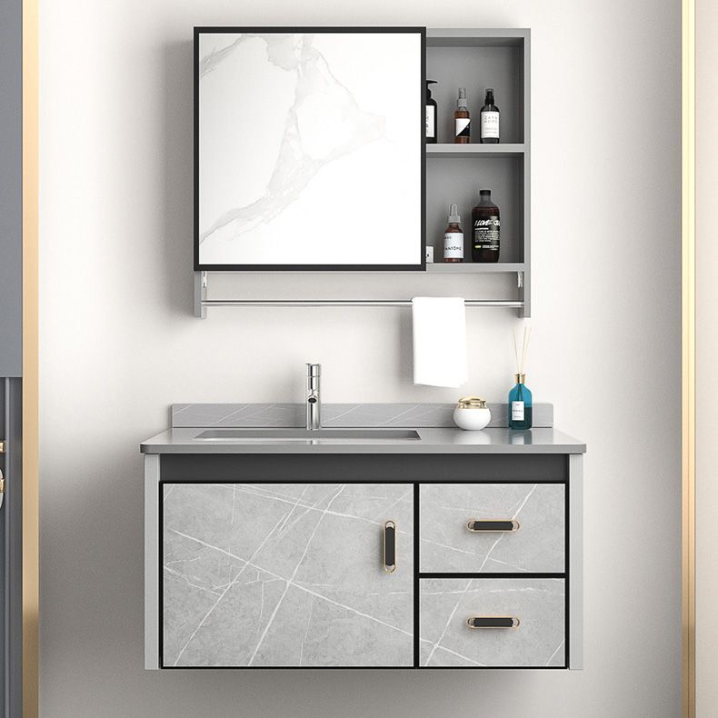 Modern Vanity Rectangular Gray Single Wall Mount Metal Vanity Set Clearhalo 'Bathroom Remodel & Bathroom Fixtures' 'Bathroom Vanities' 'bathroom_vanities' 'Home Improvement' 'home_improvement' 'home_improvement_bathroom_vanities' 1200x1200_cd03fa8a-c5c5-4446-a0c7-83075fab8bcb