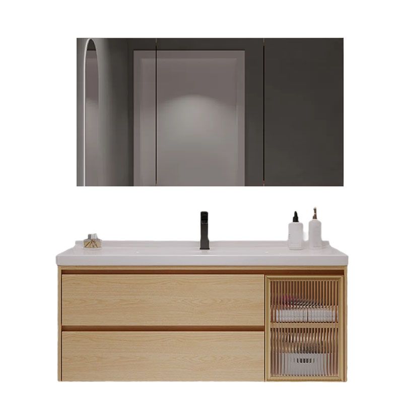 Wood Frame Bathroom Vanity Rectangular 2 Drawers Wall-Mounted Single Sink with Door Clearhalo 'Bathroom Remodel & Bathroom Fixtures' 'Bathroom Vanities' 'bathroom_vanities' 'Home Improvement' 'home_improvement' 'home_improvement_bathroom_vanities' 1200x1200_cd409e64-a624-4708-b327-8bab70a2945d