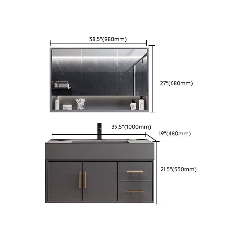 Grey Wall Mount Modern Single-Sink Open Console with Sink Set Clearhalo 'Bathroom Remodel & Bathroom Fixtures' 'Bathroom Vanities' 'bathroom_vanities' 'Home Improvement' 'home_improvement' 'home_improvement_bathroom_vanities' 1200x1200_cd52efeb-913f-4a4f-99c1-f4986e00197f