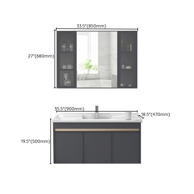 Modern Sink Vanity Wall Mount Gray Metal Base Single-Sink Oval Vanity Set Clearhalo 'Bathroom Remodel & Bathroom Fixtures' 'Bathroom Vanities' 'bathroom_vanities' 'Home Improvement' 'home_improvement' 'home_improvement_bathroom_vanities' 1200x1200_cdb04bfb-2247-41a5-bc95-13d6f16ffd39