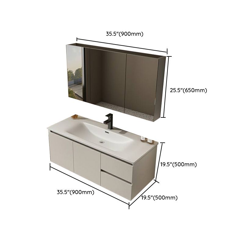 Wall Mount Bathroom Vanity Set White Wood Frame Rectangular Single Sink Scratch Resistant Clearhalo 'Bathroom Remodel & Bathroom Fixtures' 'Bathroom Vanities' 'bathroom_vanities' 'Home Improvement' 'home_improvement' 'home_improvement_bathroom_vanities' 1200x1200_cdb894e4-a0b2-4735-91ad-ef5d2b75dc90