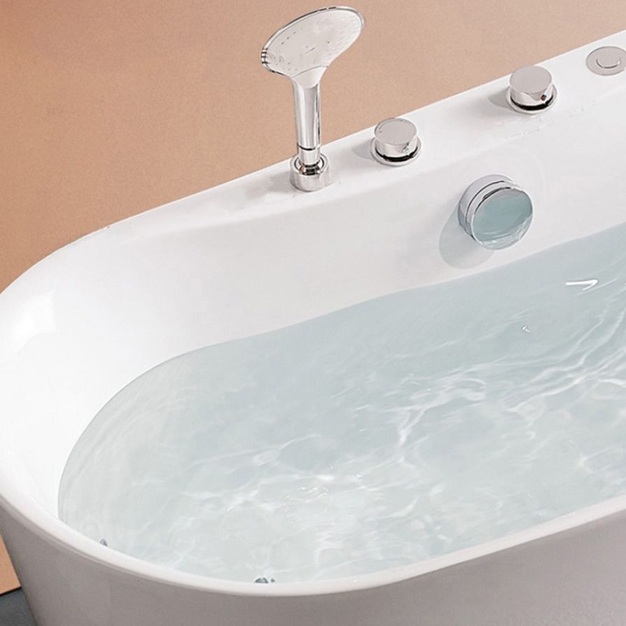 Acrylic Freestanding Bathtub Oval Modern Back to Wall Soaking Bath Clearhalo 'Bathroom Remodel & Bathroom Fixtures' 'Bathtubs' 'Home Improvement' 'home_improvement' 'home_improvement_bathtubs' 'Showers & Bathtubs' 1200x1200_cdcfaea7-59ac-4bb9-af4f-06d22e995d0c