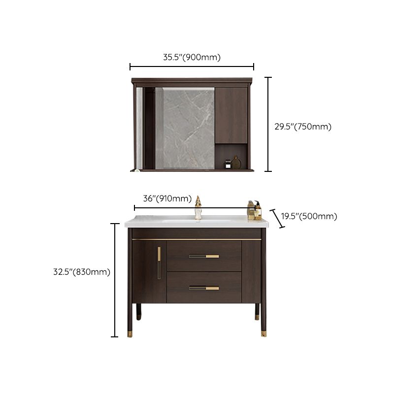 Wood Frame Bathroom Vanity Drawers Single Sink Rectangle Freestanding Vanity with Mirror Clearhalo 'Bathroom Remodel & Bathroom Fixtures' 'Bathroom Vanities' 'bathroom_vanities' 'Home Improvement' 'home_improvement' 'home_improvement_bathroom_vanities' 1200x1200_ce1019f8-e848-4f82-953f-b892e6b011a3