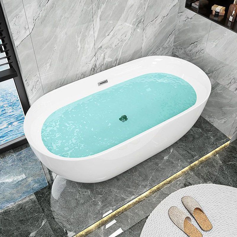 Soaking Freestanding Tub with Overflow Trim White Acrylic Oval Bathtub Clearhalo 'Bathroom Remodel & Bathroom Fixtures' 'Bathtubs' 'Home Improvement' 'home_improvement' 'home_improvement_bathtubs' 'Showers & Bathtubs' 1200x1200_ce2cc687-adba-40e2-b19c-e9a654a3a797