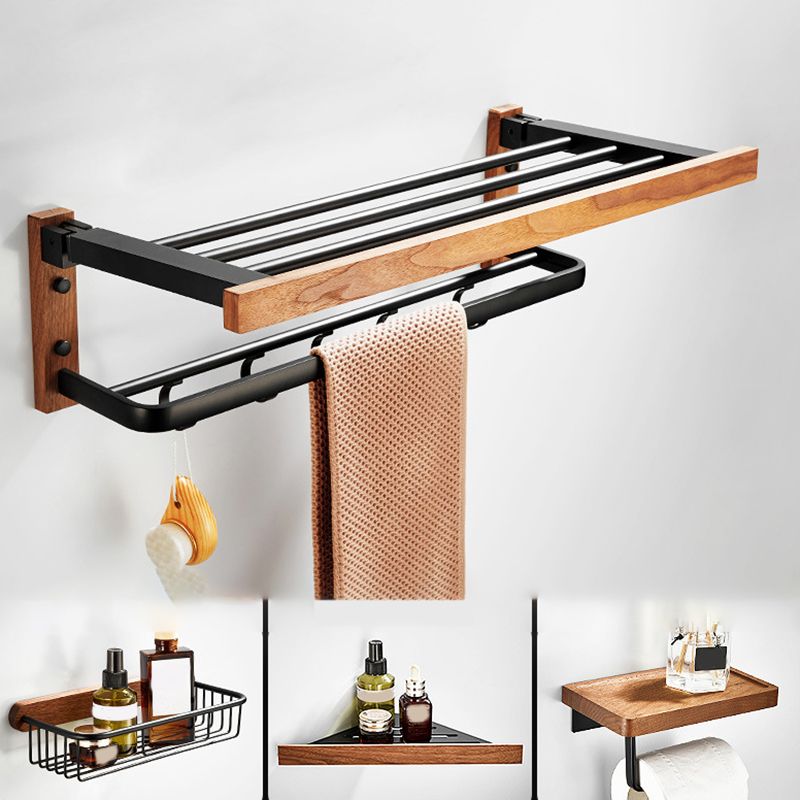 Wooden & Aluminum Bath Hardware Set Black Bathroom Accessory Kit Clearhalo 'Bathroom Hardware Sets' 'Bathroom Hardware' 'Bathroom Remodel & Bathroom Fixtures' 'bathroom_hardware_sets' 'Home Improvement' 'home_improvement' 'home_improvement_bathroom_hardware_sets' 1200x1200_ce4be12d-b5ac-4ef9-b373-8cc9d08f50ca