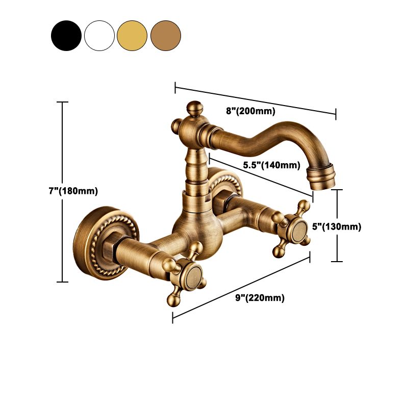 Glam 2-Handle Bathroom Sink Faucet 2-Hole Wall Mounted Bathroom Faucet Clearhalo 'Bathroom Remodel & Bathroom Fixtures' 'Bathroom Sink Faucets' 'Bathroom Sinks & Faucet Components' 'bathroom_sink_faucets' 'Home Improvement' 'home_improvement' 'home_improvement_bathroom_sink_faucets' 1200x1200_ce7464e5-83d2-4ab3-9494-66e21156af95