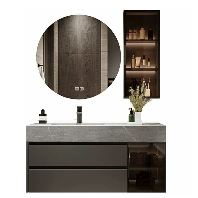 Wall Mount Modern Bathroom Sink Vanity with Mirror Sink Faucet Clearhalo 'Bathroom Remodel & Bathroom Fixtures' 'Bathroom Vanities' 'bathroom_vanities' 'Home Improvement' 'home_improvement' 'home_improvement_bathroom_vanities' 1200x1200_ce7ee3ae-1a6e-45c9-81f2-ad7429f70c5a