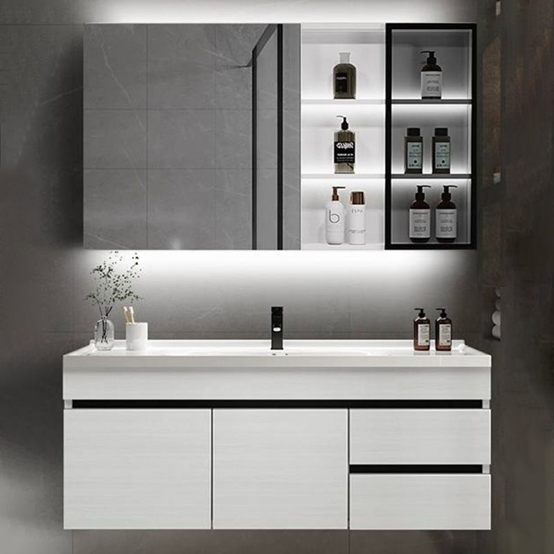 Popular Bathroom Sink Vanity Wall-Mounted 4 Doors Open Shelf Clearhalo 'Bathroom Remodel & Bathroom Fixtures' 'Bathroom Vanities' 'bathroom_vanities' 'Home Improvement' 'home_improvement' 'home_improvement_bathroom_vanities' 1200x1200_ce8621c0-4276-4553-a907-4df29dfce82e